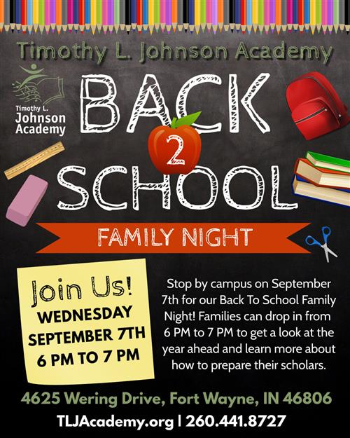 Back-to-School Night is Wednesday, September 7th at 6pm