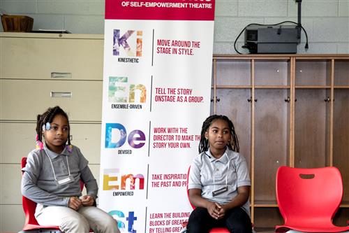 Students engaged in a class during young actor's theatre.  