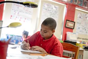 student working in the class 