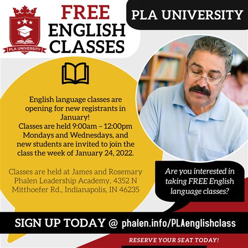 Free English Language Classes with PLA University!
